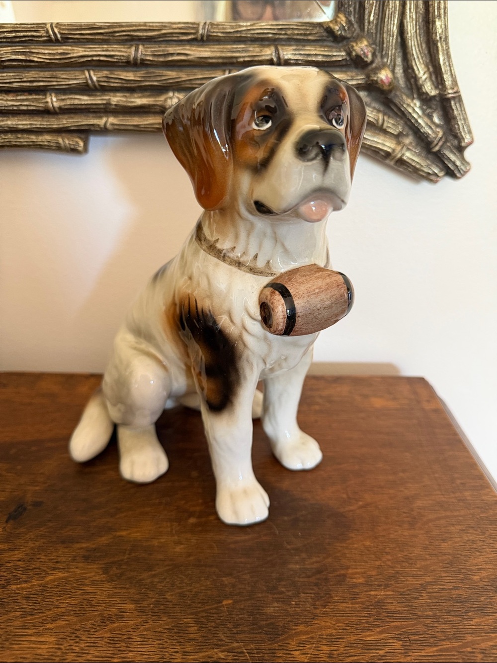 Vintage E&R Austria Ebeling Reuss Ceramic Glazed St. Bernard 10”
